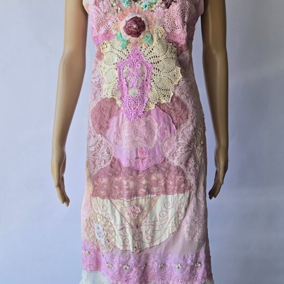 Timeless Beauty Heirloom Lace Maxi Dress - Repurposed Vintage Romantic Gown - Picture 3 of 10